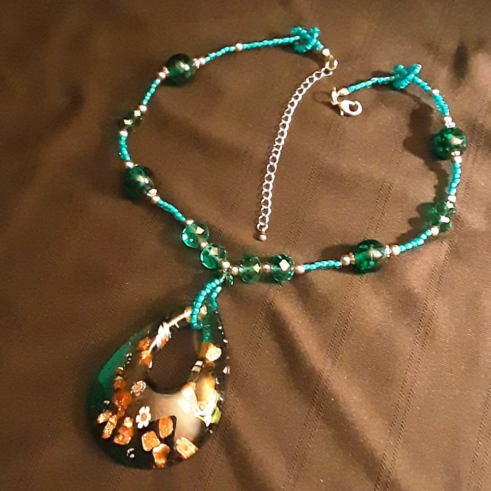 Murano Glass Necklace Millefiori NWOT